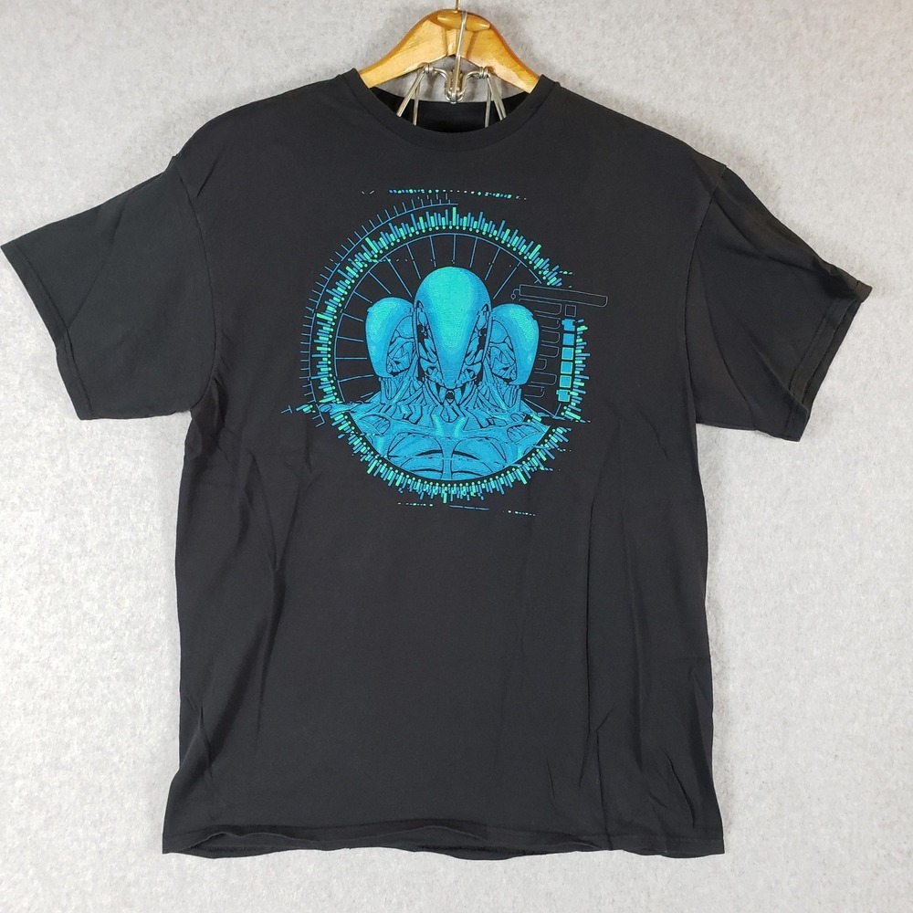 Westworld HBO Shirt Mens Large Black Loot Crate Exclusive Blue Drone Graphic L